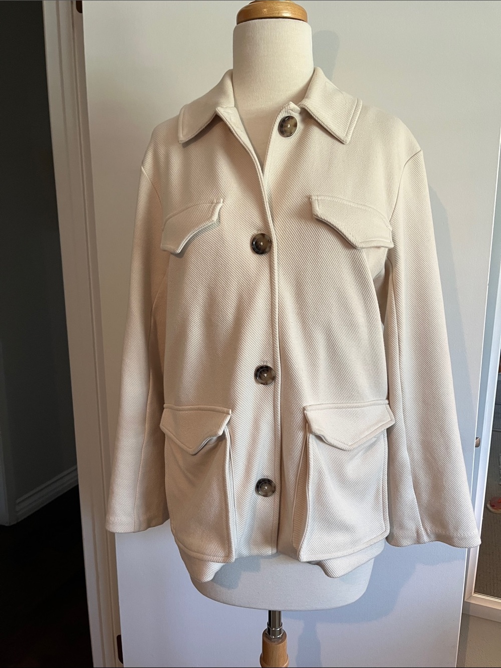 Banana Republic Factory Cream Utility Jacket with Flap Pockets
